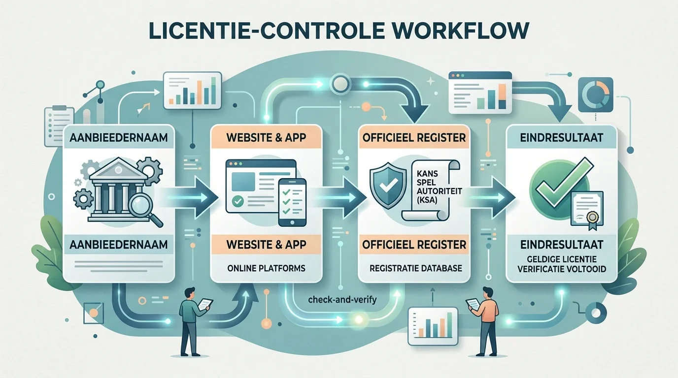 Overzichtelijke kaart met controlepunten voor vergunning, website, voorwaarden en meldroute